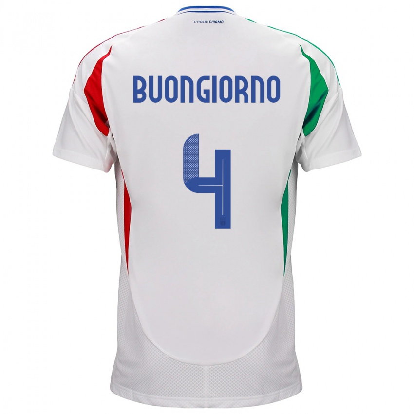 Niño Camiseta Italia Alessandro Buongiorno #4 Blanco 2ª Equipación 24-26 La Camisa Chile