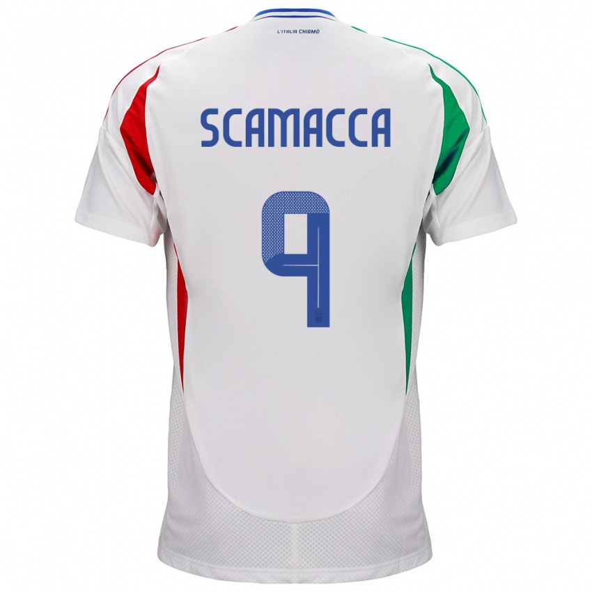 Niño Camiseta Italia Gianluca Scamacca #9 Blanco 2ª Equipación 24-26 La Camisa Chile