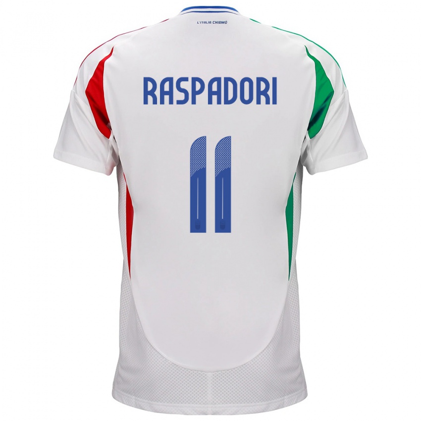 Niño Camiseta Italia Giacomo Raspadori #11 Blanco 2ª Equipación 24-26 La Camisa Chile