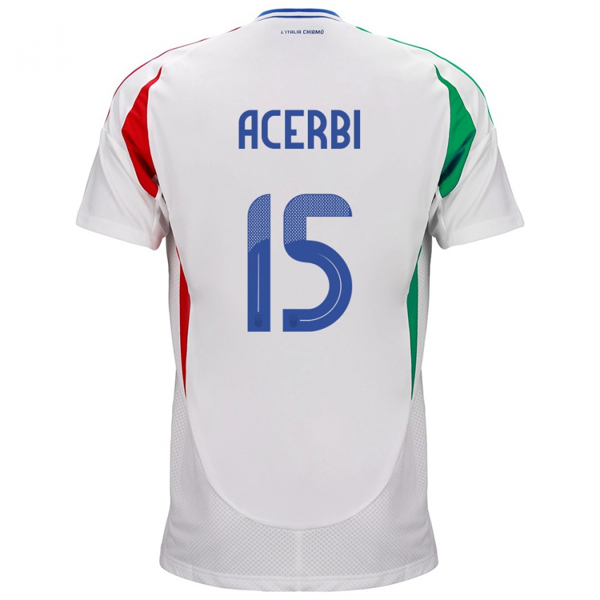 Niño Camiseta Italia Francesco Acerbi #15 Blanco 2ª Equipación 24-26 La Camisa Chile