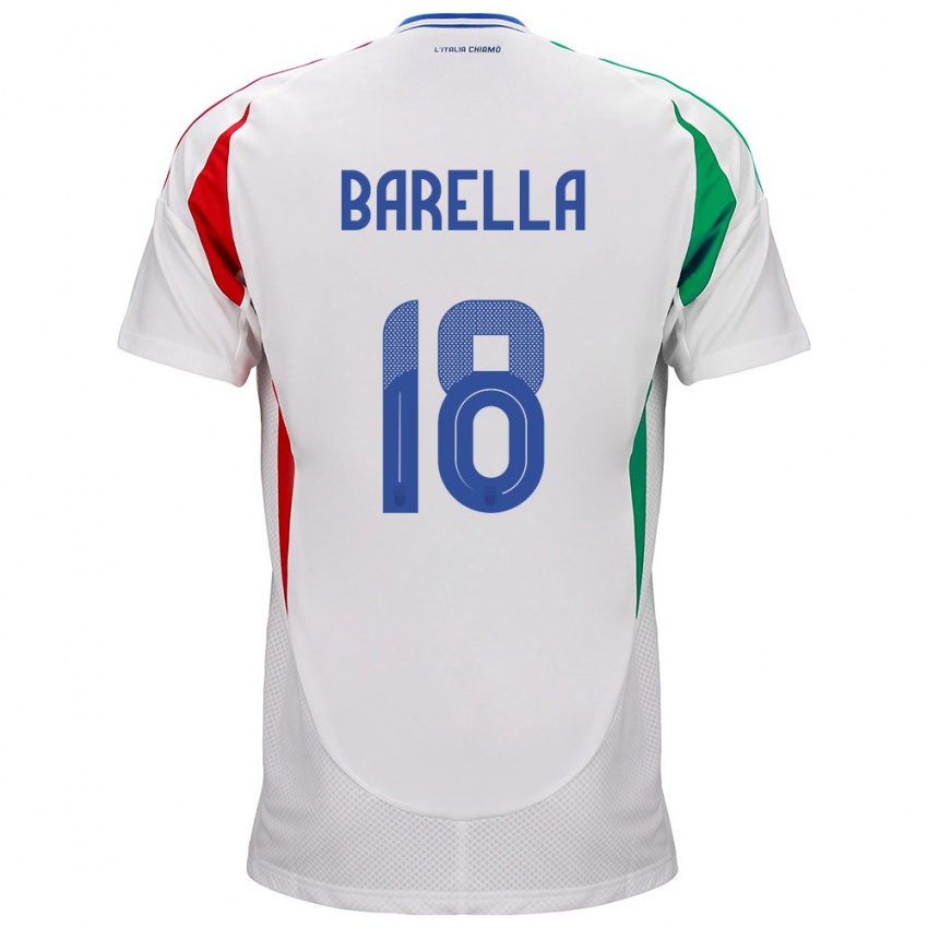 Niño Camiseta Italia Nicolò Barella #18 Blanco 2ª Equipación 24-26 La Camisa Chile