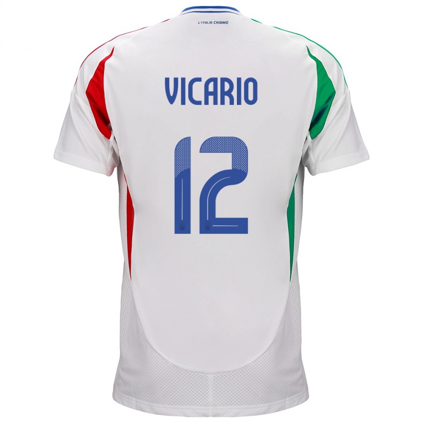 Niño Camiseta Italia Guglielmo Vicario #12 Blanco 2ª Equipación 24-26 La Camisa Chile