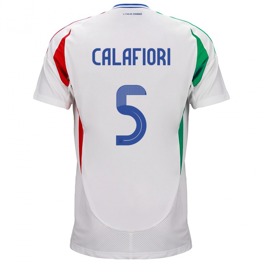 Niño Camiseta Italia Riccardo Calafiori #5 Blanco 2ª Equipación 24-26 La Camisa Chile