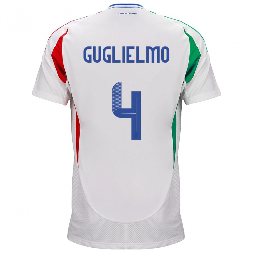 Niño Camiseta Italia Lucia Di Guglielmo #4 Blanco 2ª Equipación 24-26 La Camisa Chile