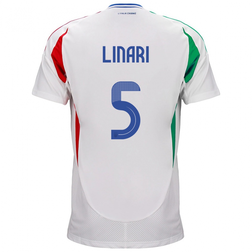 Niño Camiseta Italia Elena Linari #5 Blanco 2ª Equipación 24-26 La Camisa Chile