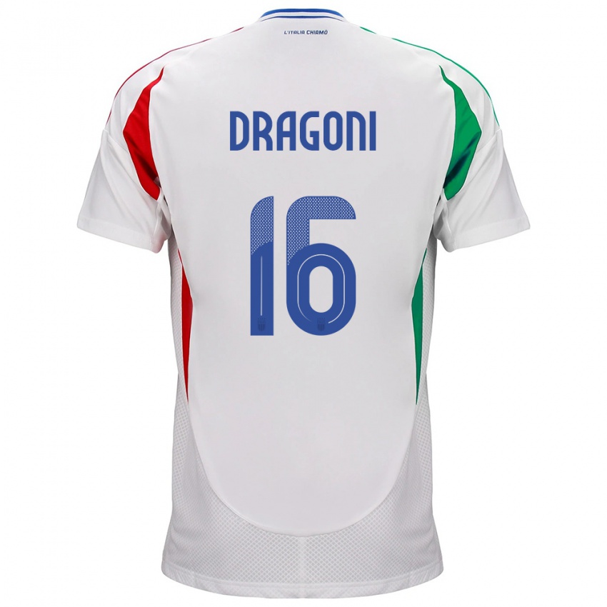 Niño Camiseta Italia Giulia Dragoni #16 Blanco 2ª Equipación 24-26 La Camisa Chile