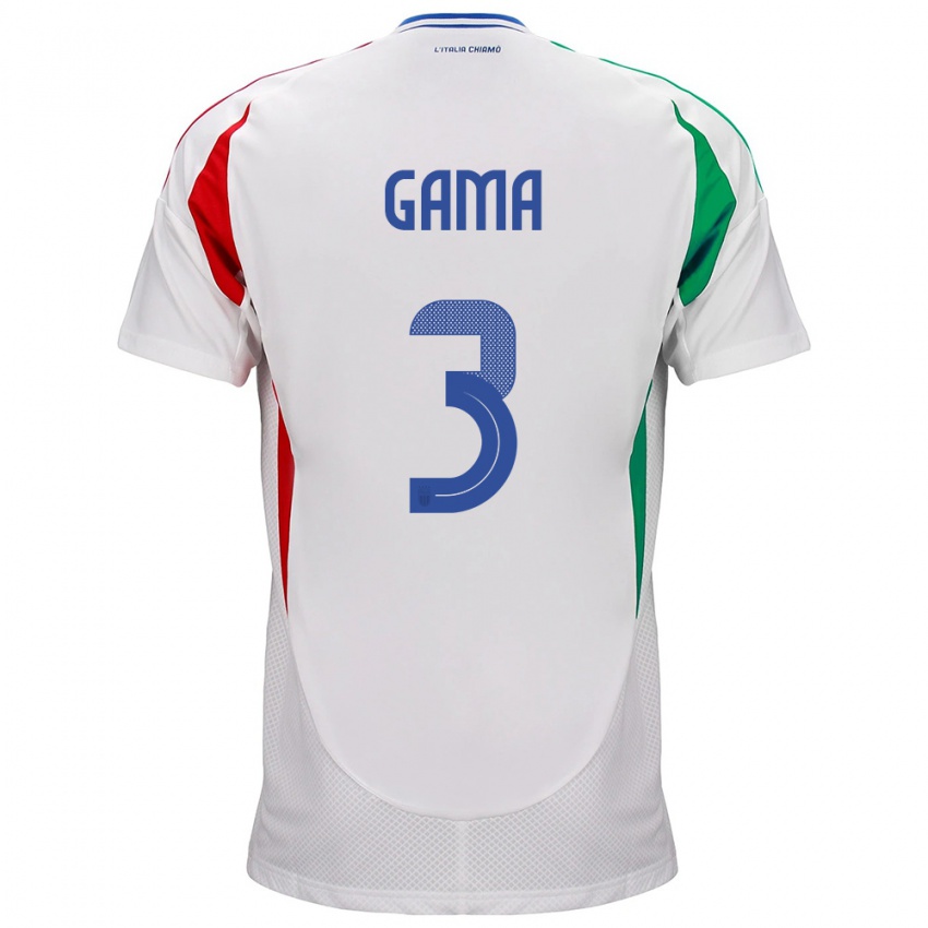 Niño Camiseta Italia Sara Gama #3 Blanco 2ª Equipación 24-26 La Camisa Chile