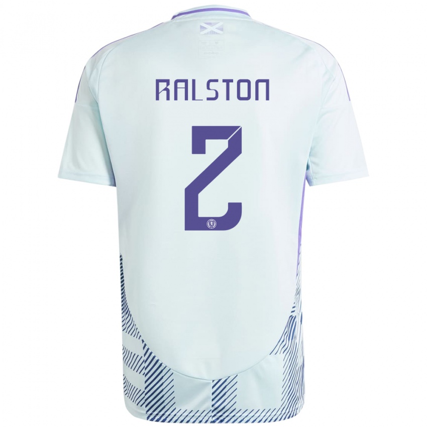 Niño Camiseta Escocia Anthony Ralston #2 Azul Menta Claro 2ª Equipación 24-26 La Camisa Chile