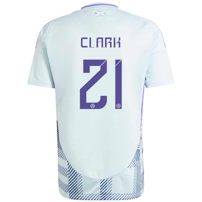 Niño Camiseta Escocia Zander Clark #21 Azul Menta Claro 2ª Equipación 24-26 La Camisa Chile