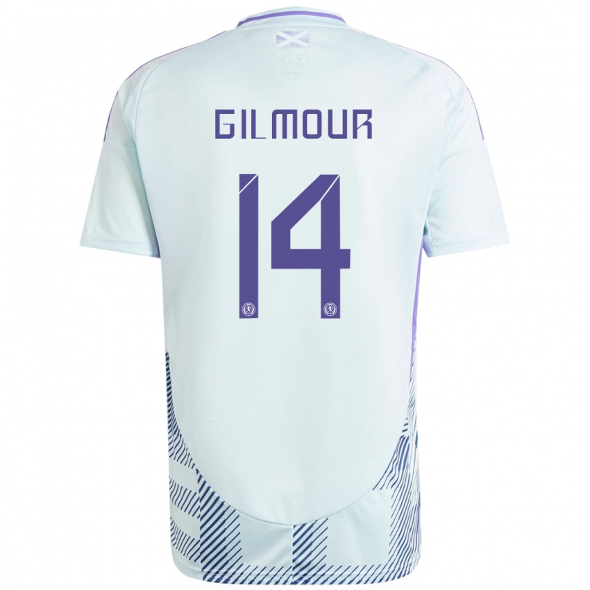 Niño Camiseta Escocia Billy Gilmour #14 Azul Menta Claro 2ª Equipación 24-26 La Camisa Chile