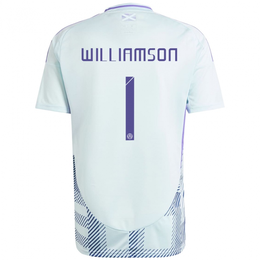 Niño Camiseta Escocia Woody Williamson #1 Azul Menta Claro 2ª Equipación 24-26 La Camisa Chile