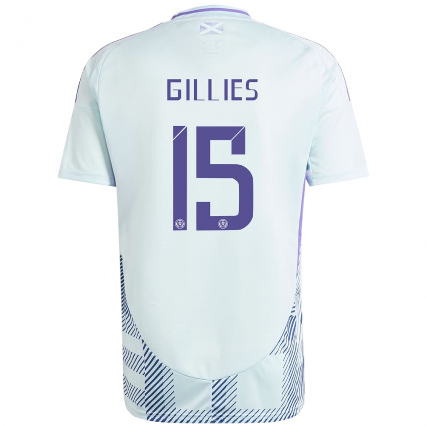 Niño Camiseta Escocia Matthew Gillies #15 Azul Menta Claro 2ª Equipación 24-26 La Camisa Chile