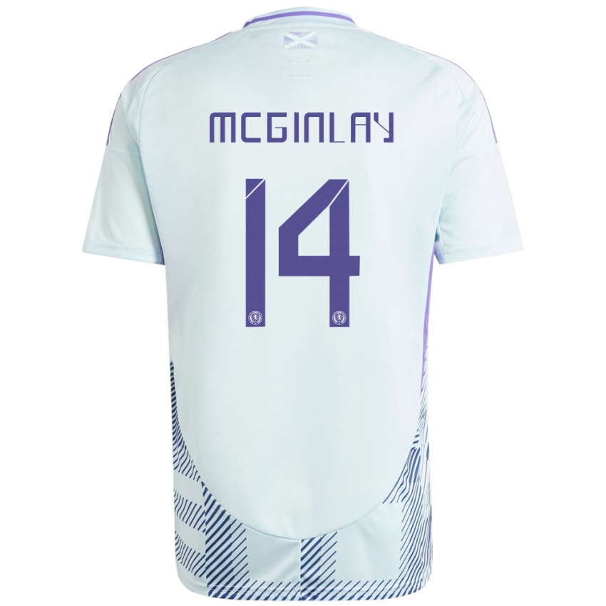 Niño Camiseta Escocia Aiden Mcginlay #14 Azul Menta Claro 2ª Equipación 24-26 La Camisa Chile