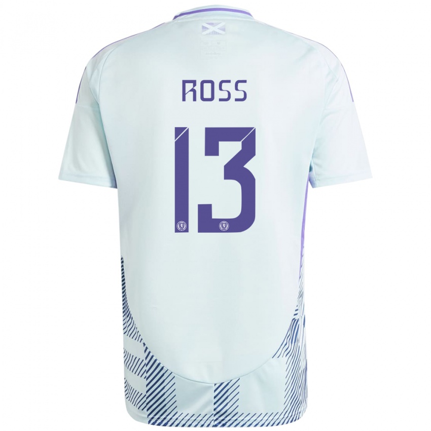 Niño Camiseta Escocia Jane Ross #13 Azul Menta Claro 2ª Equipación 24-26 La Camisa Chile