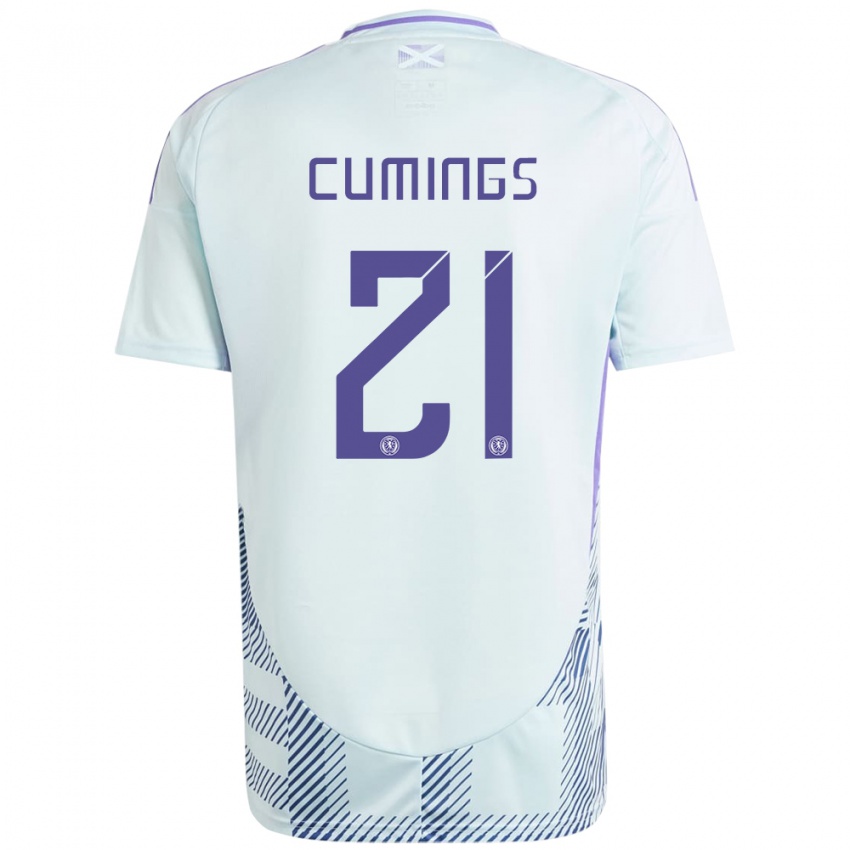 Niño Camiseta Escocia Eartha Cumings #21 Azul Menta Claro 2ª Equipación 24-26 La Camisa Chile