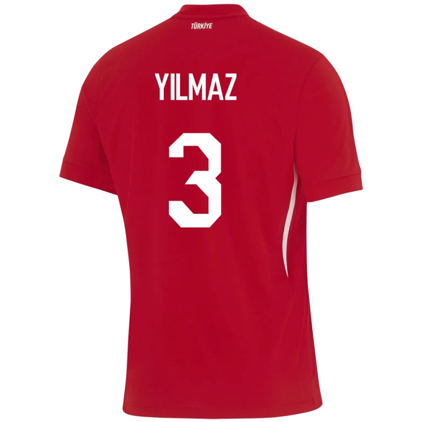 Niño Camiseta Turquía Berkay Yılmaz #3 Rojo 2ª Equipación 24-26 La Camisa Chile