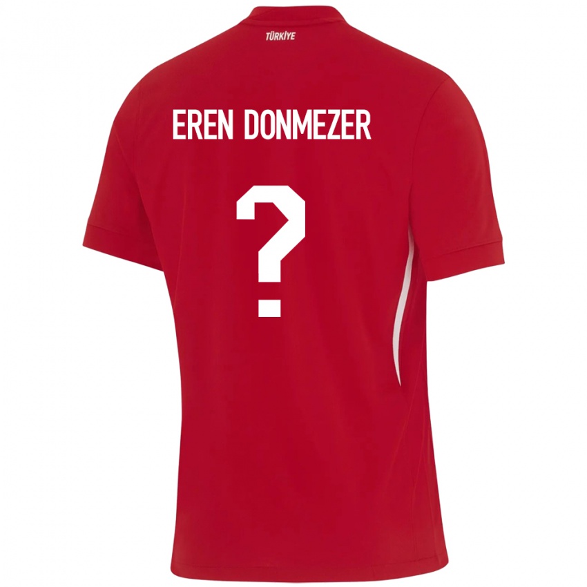 Niño Camiseta Turquía Deniz Eren Dönmezer #0 Rojo 2ª Equipación 24-26 La Camisa Chile