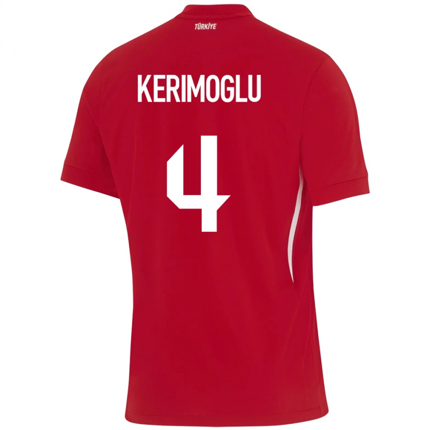 Niño Camiseta Turquía Zeynap Kerimoğlu #4 Rojo 2ª Equipación 24-26 La Camisa Chile