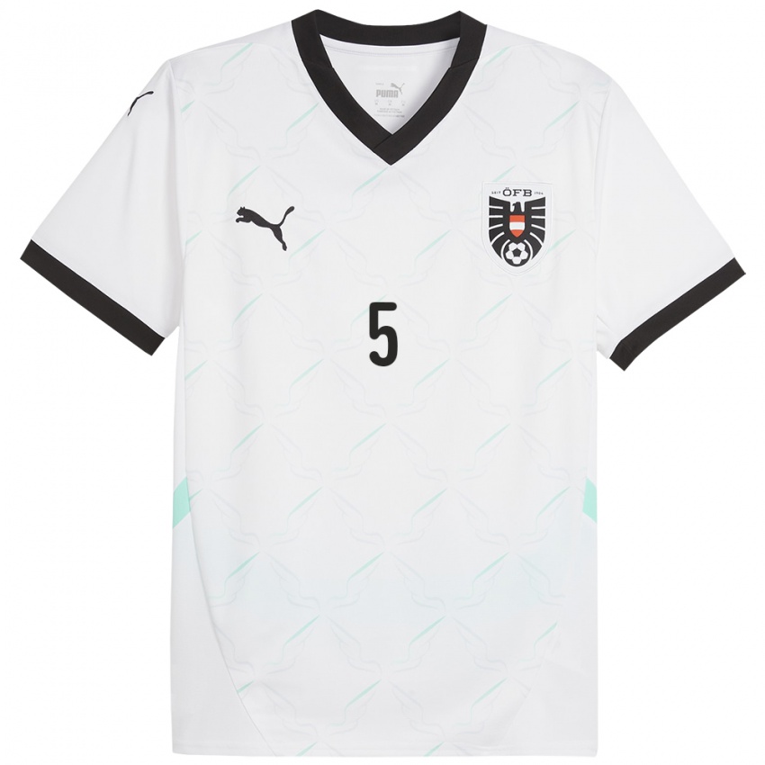 Niño Camiseta Austria Claudia Wenger #5 Blanco 2ª Equipación 24-26 La Camisa Chile