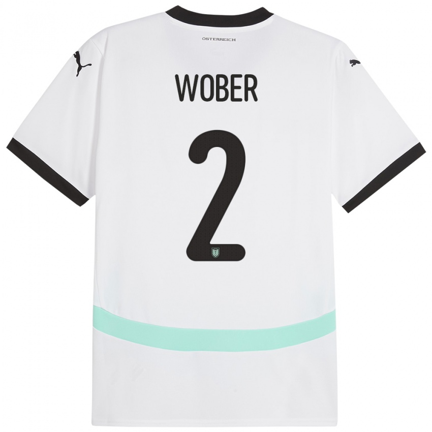 Niño Camiseta Austria Maximilian Wöber #2 Blanco 2ª Equipación 24-26 La Camisa Chile