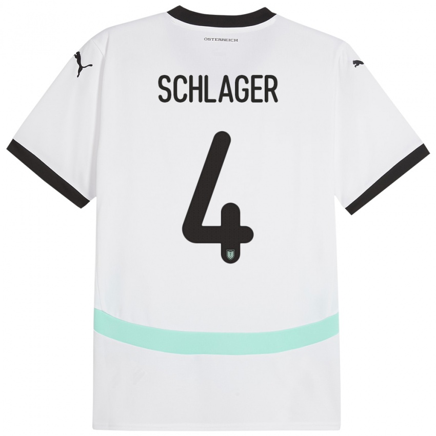 Niño Camiseta Austria Xaver Schlager #4 Blanco 2ª Equipación 24-26 La Camisa Chile