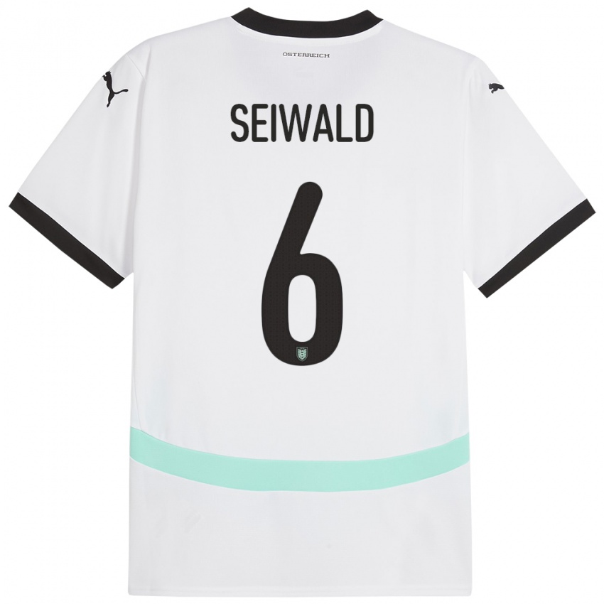 Niño Camiseta Austria Nicolas Seiwald #6 Blanco 2ª Equipación 24-26 La Camisa Chile