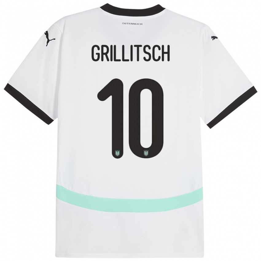 Niño Camiseta Austria Florian Grillitsch #10 Blanco 2ª Equipación 24-26 La Camisa Chile