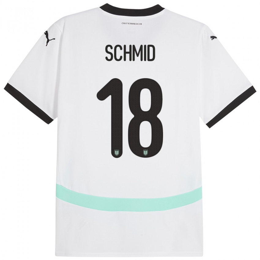 Niño Camiseta Austria Romano Schmid #18 Blanco 2ª Equipación 24-26 La Camisa Chile