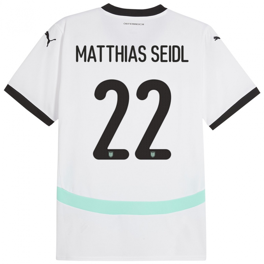 Niño Camiseta Austria Matthias Seidl #22 Blanco 2ª Equipación 24-26 La Camisa Chile