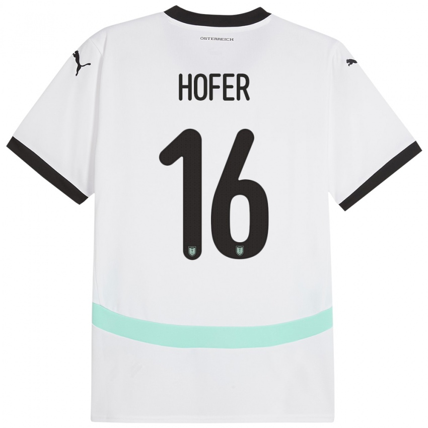 Niño Camiseta Austria Raphael Hofer #16 Blanco 2ª Equipación 24-26 La Camisa Chile