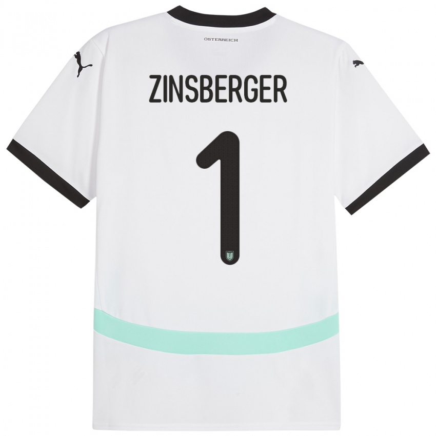 Niño Camiseta Austria Manuela Zinsberger #1 Blanco 2ª Equipación 24-26 La Camisa Chile