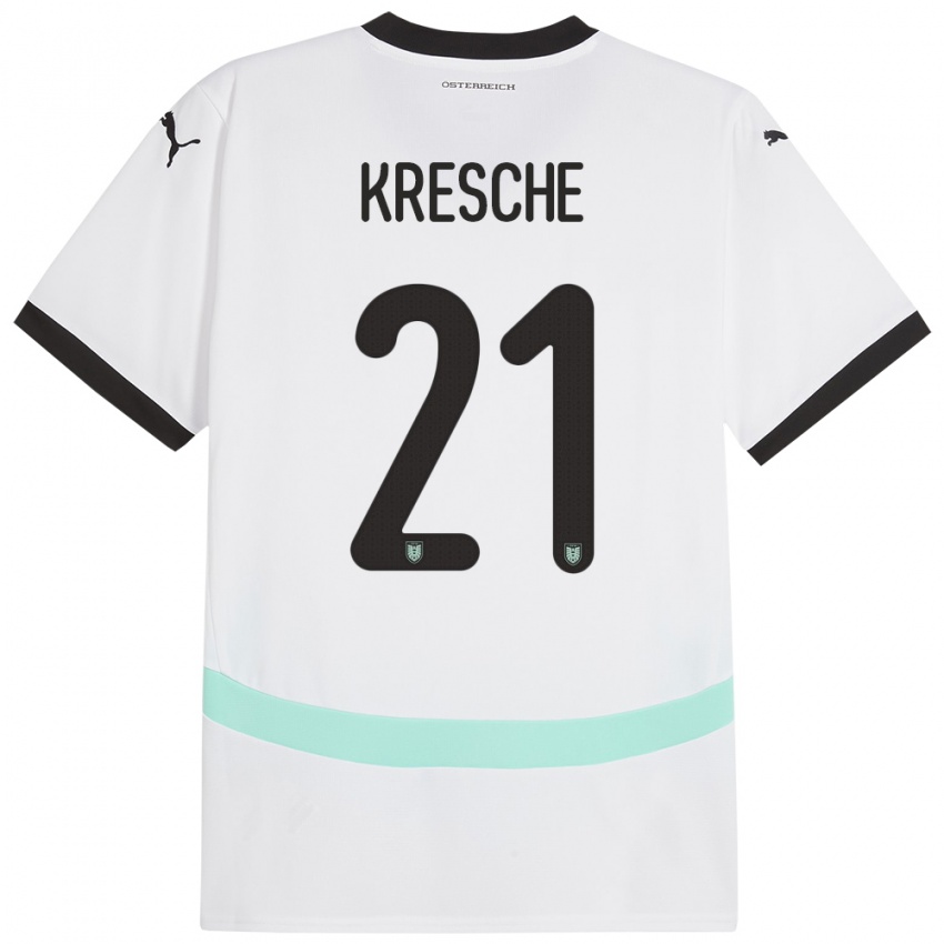 Niño Camiseta Austria Isabella Kresche #21 Blanco 2ª Equipación 24-26 La Camisa Chile