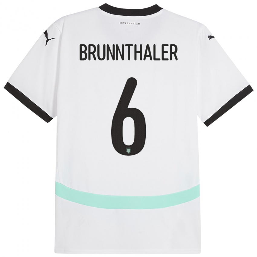 Niño Camiseta Austria Melanie Brunnthaler #6 Blanco 2ª Equipación 24-26 La Camisa Chile