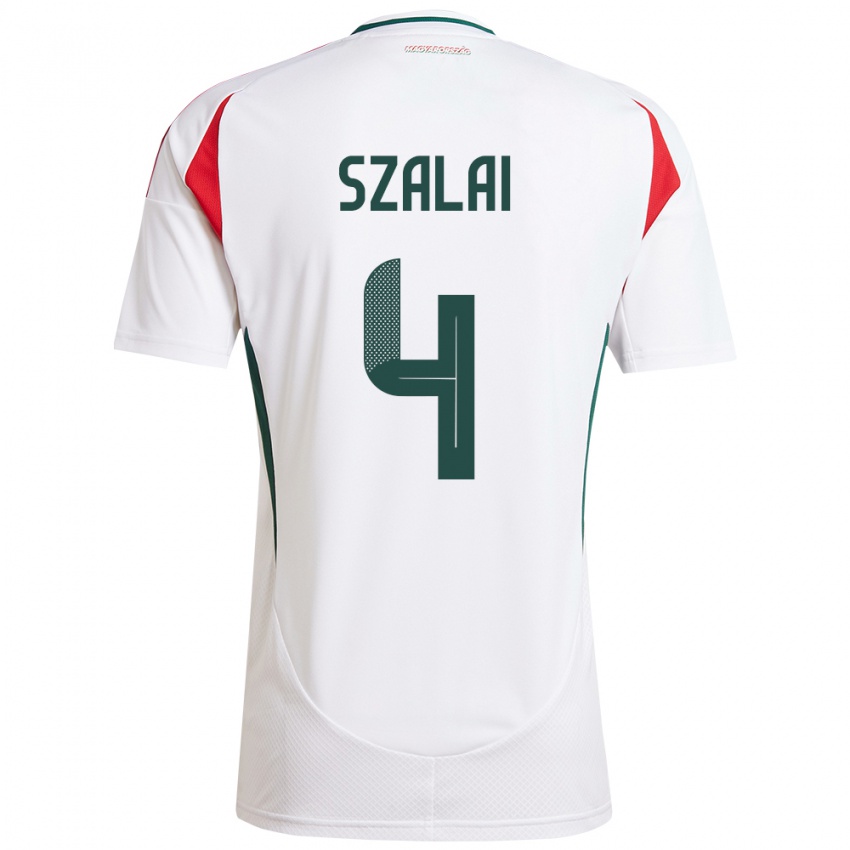 Niño Camiseta Hungría Attila Szalai #4 Blanco 2ª Equipación 24-26 La Camisa Chile