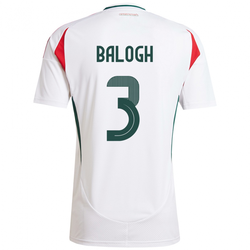 Niño Camiseta Hungría Botond Balogh #3 Blanco 2ª Equipación 24-26 La Camisa Chile