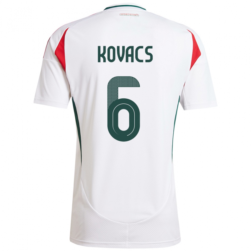 Niño Camiseta Hungría Noel Kovács #6 Blanco 2ª Equipación 24-26 La Camisa Chile