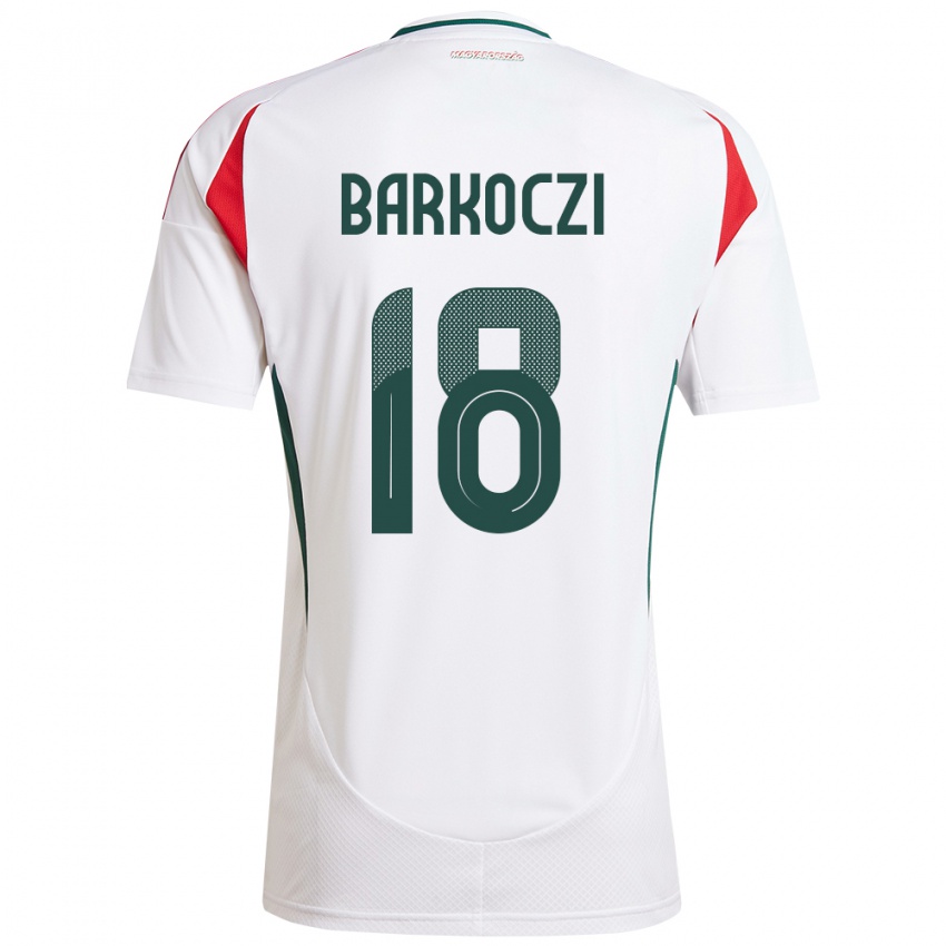 Niño Camiseta Hungría Barnabás Barkóczi #18 Blanco 2ª Equipación 24-26 La Camisa Chile