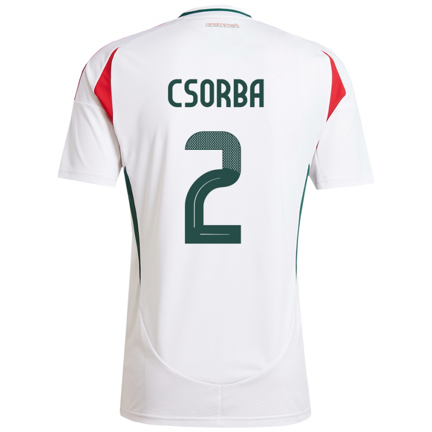 Niño Camiseta Hungría Dominik Csorba #2 Blanco 2ª Equipación 24-26 La Camisa Chile