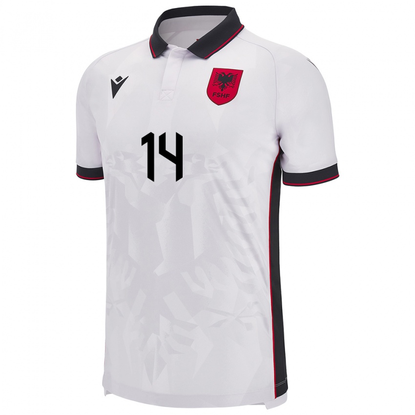 Niño Camiseta Albania Ergi Goga #14 Blanco 2ª Equipación 24-26 La Camisa Chile