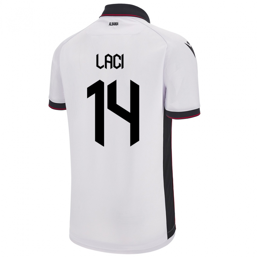 Niño Camiseta Albania Qazim Laci #14 Blanco 2ª Equipación 24-26 La Camisa Chile