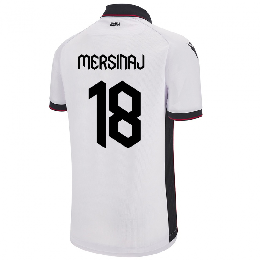 Niño Camiseta Albania Jon Mersinaj #18 Blanco 2ª Equipación 24-26 La Camisa Chile