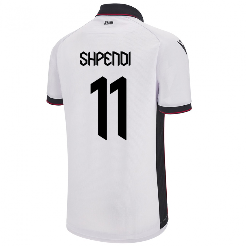 Niño Camiseta Albania Stiven Shpendi #11 Blanco 2ª Equipación 24-26 La Camisa Chile