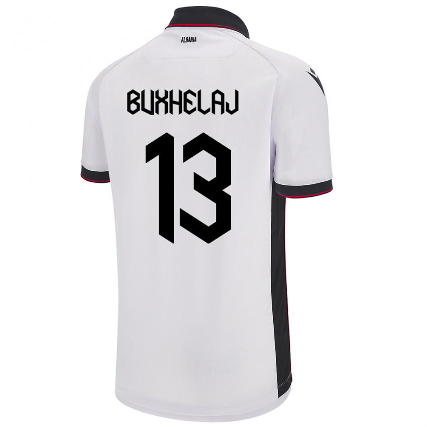 Niño Camiseta Albania Paulo Buxhelaj #13 Blanco 2ª Equipación 24-26 La Camisa Chile