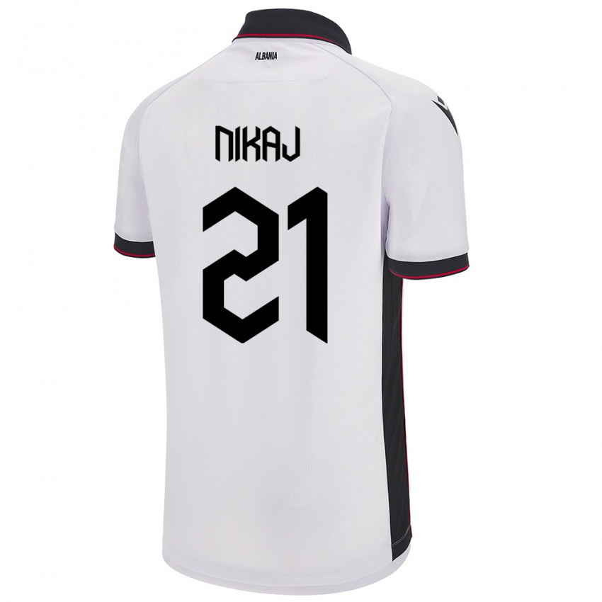 Niño Camiseta Albania Ardit Nikaj #21 Blanco 2ª Equipación 24-26 La Camisa Chile