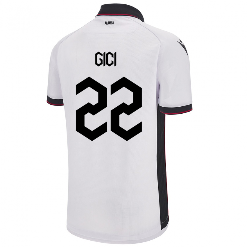 Niño Camiseta Albania Matias Gici #22 Blanco 2ª Equipación 24-26 La Camisa Chile