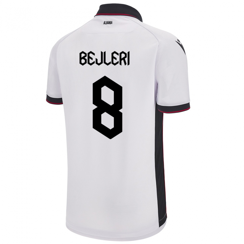 Niño Camiseta Albania Markela Bejleri #8 Blanco 2ª Equipación 24-26 La Camisa Chile