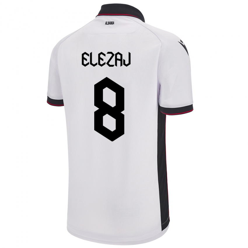 Niño Camiseta Albania Endrina Elezaj #8 Blanco 2ª Equipación 24-26 La Camisa Chile