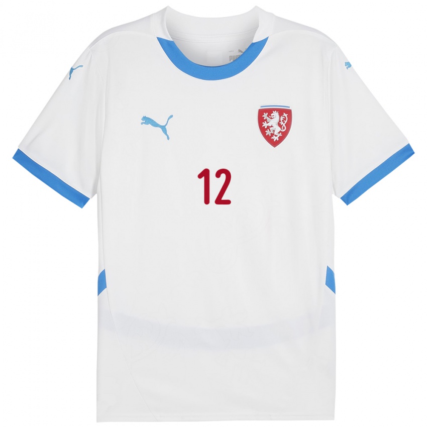 Niño Camiseta Chequia Pavel Kacor #12 Blanco 2ª Equipación 24-26 La Camisa Chile