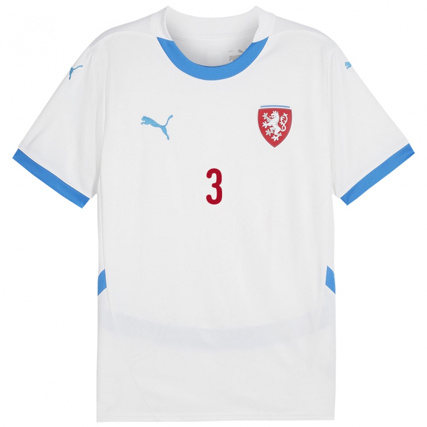 Niño Camiseta Chequia Patrik Becka #3 Blanco 2ª Equipación 24-26 La Camisa Chile