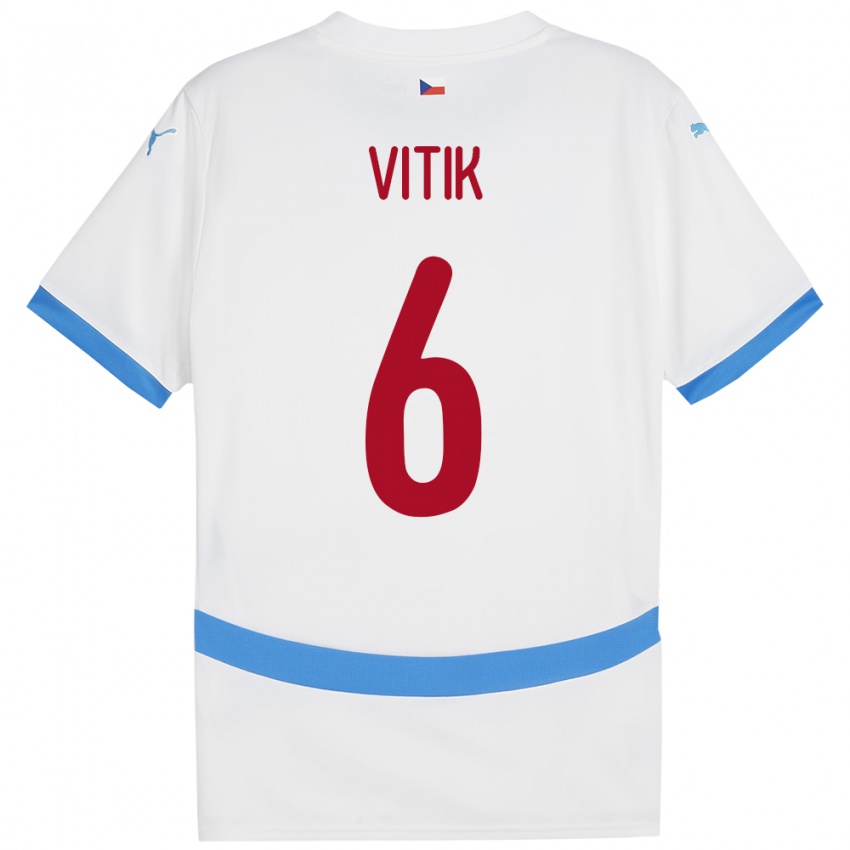 Niño Camiseta Chequia Martin Vitík #6 Blanco 2ª Equipación 24-26 La Camisa Chile